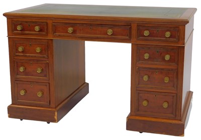Lot 636 - A Victorian mahogany pedestal desk, the top...