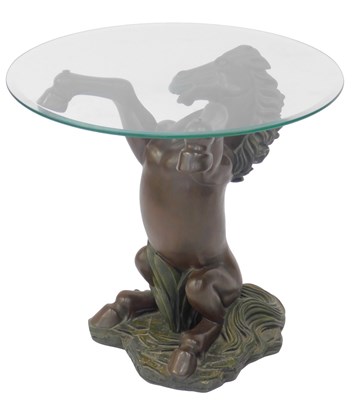 Lot 676 - A 20thC occasional table, the circular glass...