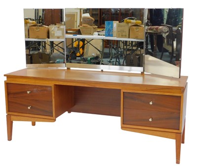Lot 683 - A Uniflex teak mirror back dressing table,...