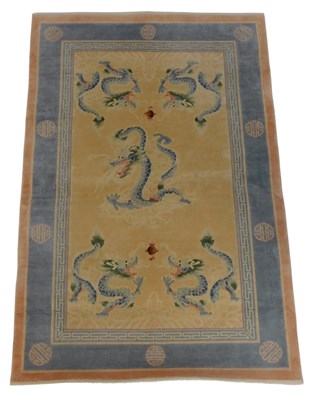 Lot 693 - A Chinese pale yellow ground silk...