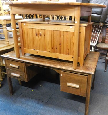 Lot 1024 - An early 20thC twin pedestal desk, with two...