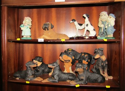 Lot 2292 - Dog ornaments, mainly Dobermans, Rottweilers,...