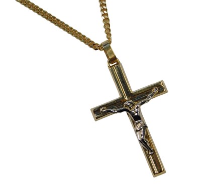 Lot 375A - A crucifix pendant and chain, the crucifix of...