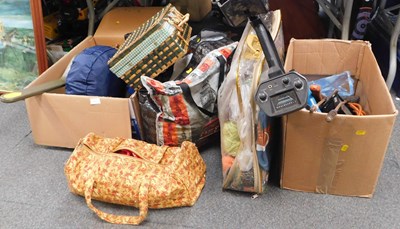 Lot 2163A - Sundry items, including textiles, sewing items,...
