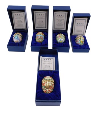Lot 278 - Five Halcyon Days enamel pill boxes, for...