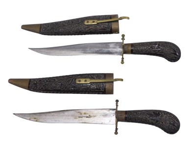 Lot 292 - Two 20thC Kukris, with engraved floral case...