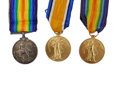 Lot 641 - Three WWI medals, comprising two named to...