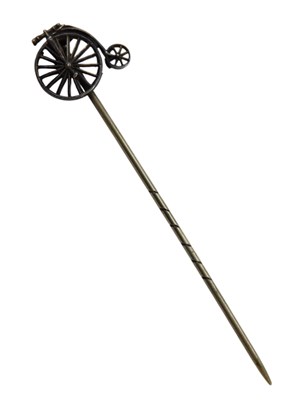 Lot 339 - A silver penny farthing stick pin, 7cm high, 1....