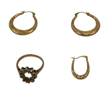 Lot 346 - A group of 9ct gold, comprising a pair of 9ct...