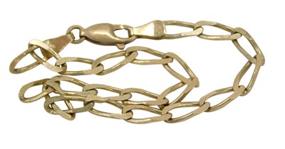 Lot 315 - A 9ct gold flattened curb link bracelet, 16cm...