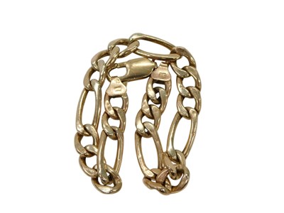 Lot 389 - A figaro link bracelet, with clip clasp, 18cm...