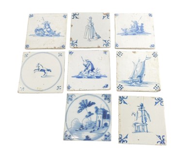 Lot 435 - Eight 18th/19thC Delft style blue and white...