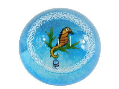 Lot 441 - A John Deacons seahorse paperweight, with...