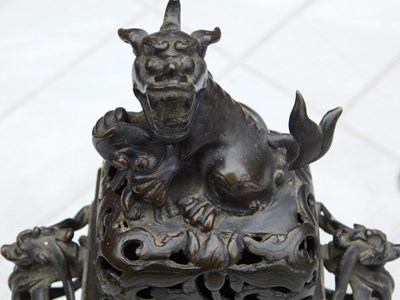 Lot 30 - A Qing dynasty late 19thC bronze censer and...
