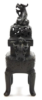 Lot 30 - A Qing dynasty late 19thC bronze censer and...
