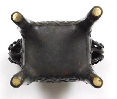 Lot 30 - A Qing dynasty late 19thC bronze censer and...