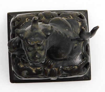 Lot 30 - A Qing dynasty late 19thC bronze censer and...