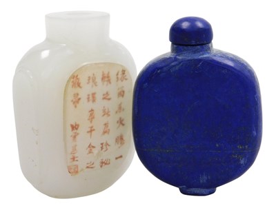 Lot 32 - A Chinese lapis lazuli snuff bottle and...