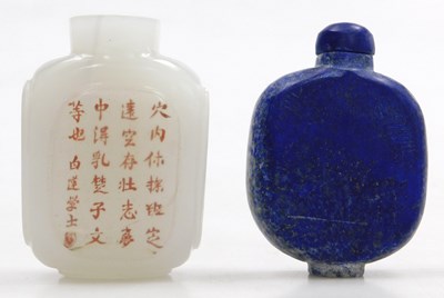 Lot 32 - A Chinese lapis lazuli snuff bottle and...