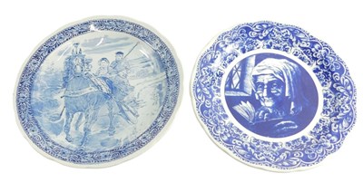 Lot 477 - Two Boch Belgian blue and white chargers, one...