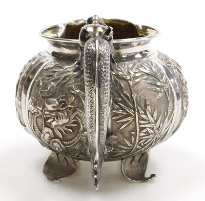 Lot 9 - A late 19thC Chinese silver cream jug and...