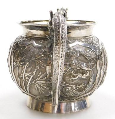 Lot 9 - A late 19thC Chinese silver cream jug and...