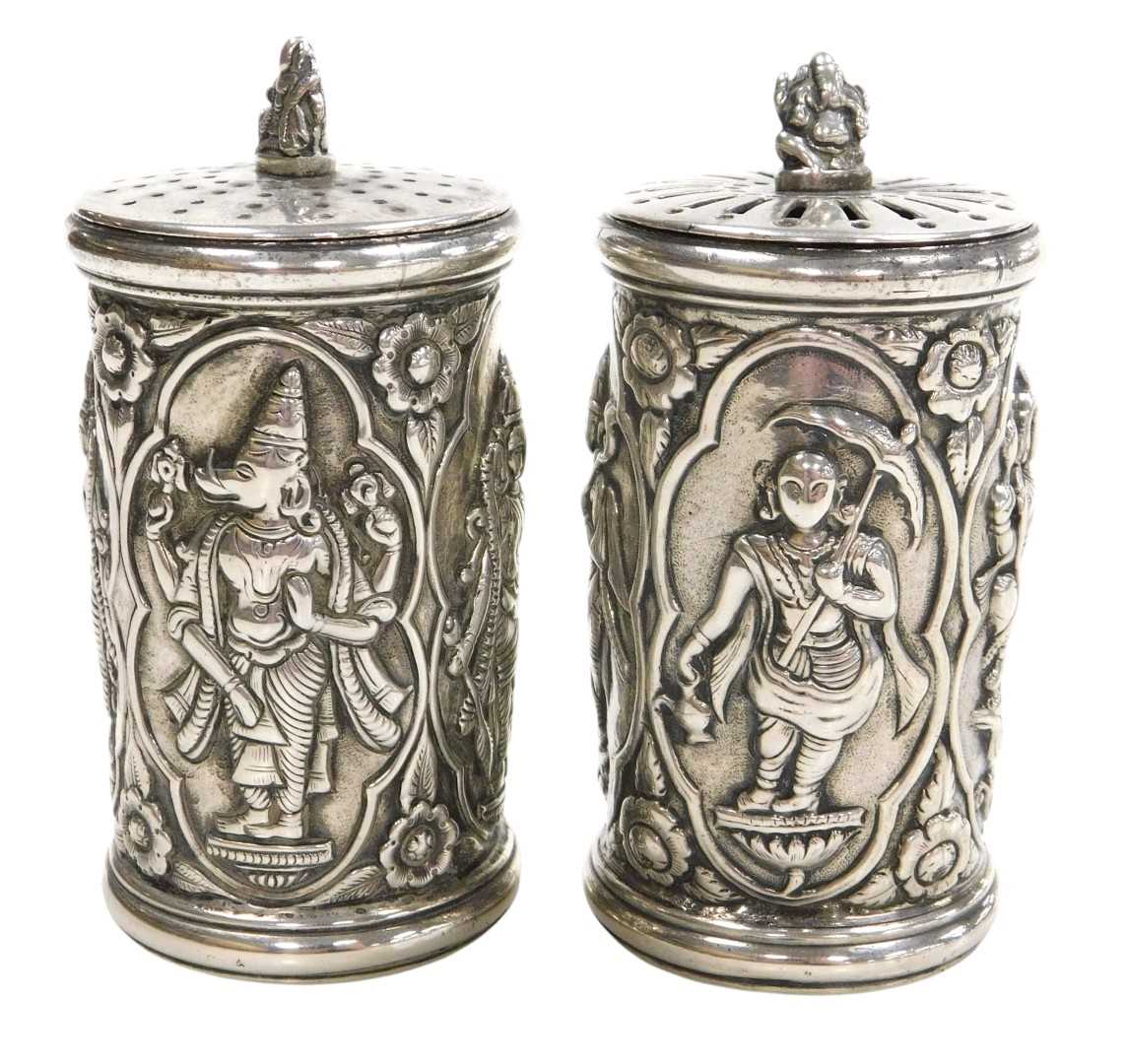 Lot 12 - A pair of late 19thC Indian salt and pepper...