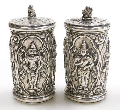 Lot 12 - A pair of late 19thC Indian salt and pepper...
