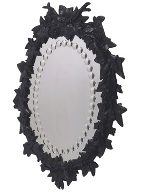 Lot 497 - A Victorian cast iron oval wall mirror, with a...