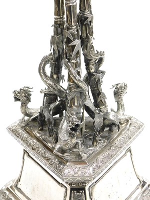 Lot 7 - A late 19thC Chinese silver centrepiece,...
