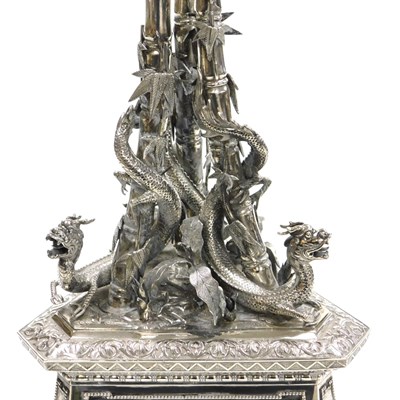 Lot 7 - A late 19thC Chinese silver centrepiece,...