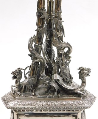 Lot 7 - A late 19thC Chinese silver centrepiece,...