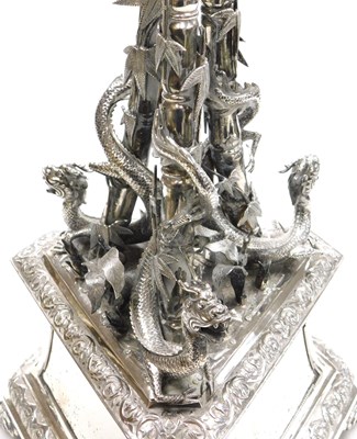 Lot 7 - A late 19thC Chinese silver centrepiece,...