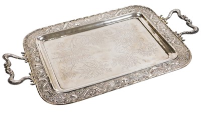 Lot 14 - A late 19th/early20thC Chinese silver twin...