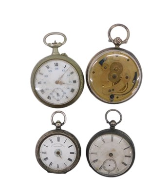 Lot 534 - Four silver cased pocket watches, comprising a...