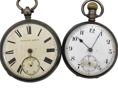 Lot 376 - Two silver pocket watches, comprising a 20thC...