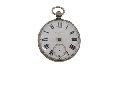 Lot 382 - A 20thC silver cased pocket watch, with white...