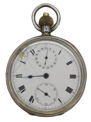 Lot 383 - A Victorian silver pocket watch, with twin...