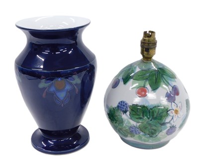 Lot 605 - A Scottish stoneware globular table lamp base,...