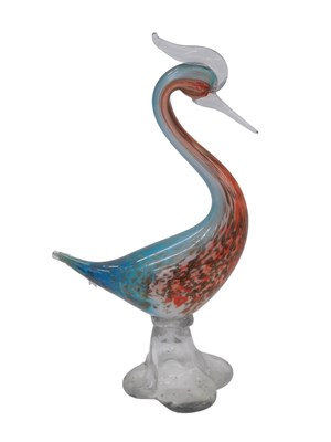 Lot 606 - A mid 20thC Murano style glass bird, in shades...