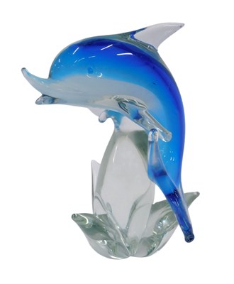 Lot 624 - A Murano style blue and clear glass figure of...