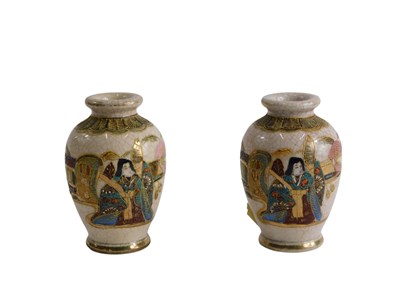 Lot 648 - A pair of Japanese Earthenware Satsuma style...