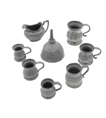 Lot 664 - Early to mid 19thC pewter wares, comprising...