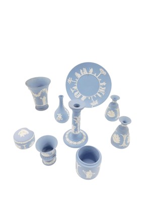 Lot 668 - Wedgwood blue Jasperwares, comprising cabinet...