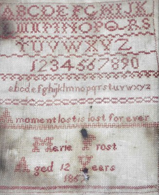 Lot 672 - A 19thC embroidery, by Maria Frost, age 12,...