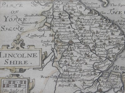 Lot 683 - A 19thC map of Lincolnshire, 11cm x 12cm, framed.