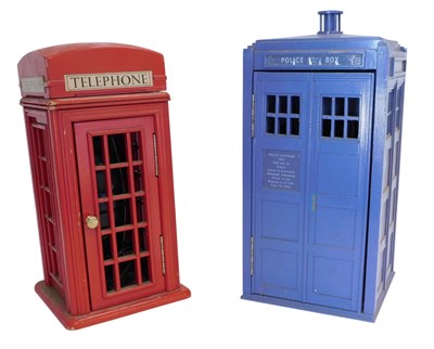 Lot 728 - Two novelty telephones, one enclosed in wooden...