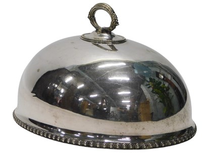 Lot 736 - A silver plated serving dish cover, with vine...