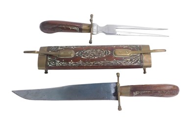 Lot 742 - A 20thC Middle Eastern hardwood carving set,...