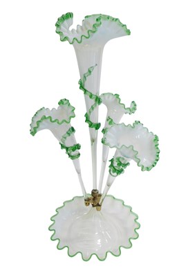 Lot 705 - A Victorian green glass epergne, of four...